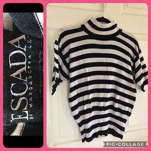 Escada Top Size 36 (6 USA) Navy &White